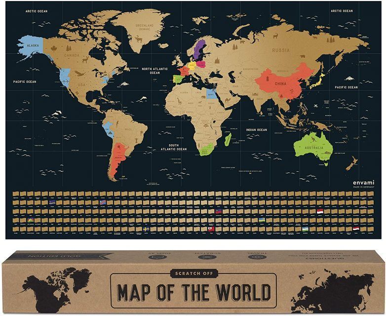 mapa rascable es uno de los regalos para viajeros más originales.